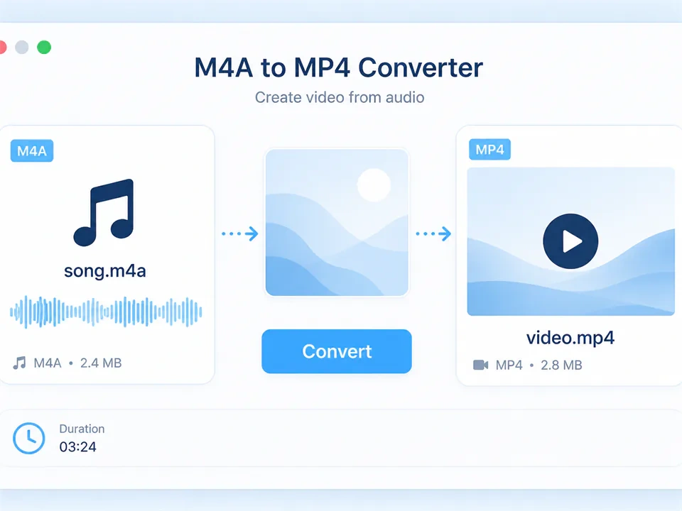 Convertitore da M4A a MP4: trasforma l'audio M4A in video MP4