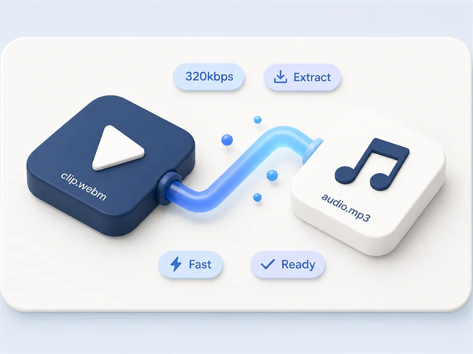 Archivo de video WEBM a MP3 para capturas de pantalla y tutoriales