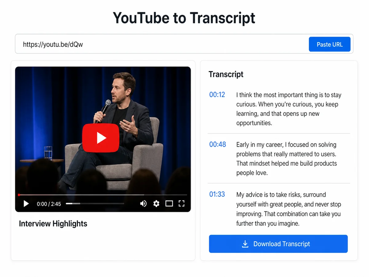 YouTube zum Transkript ieren-Verwandeln Sie ein YouTube-Video in Text