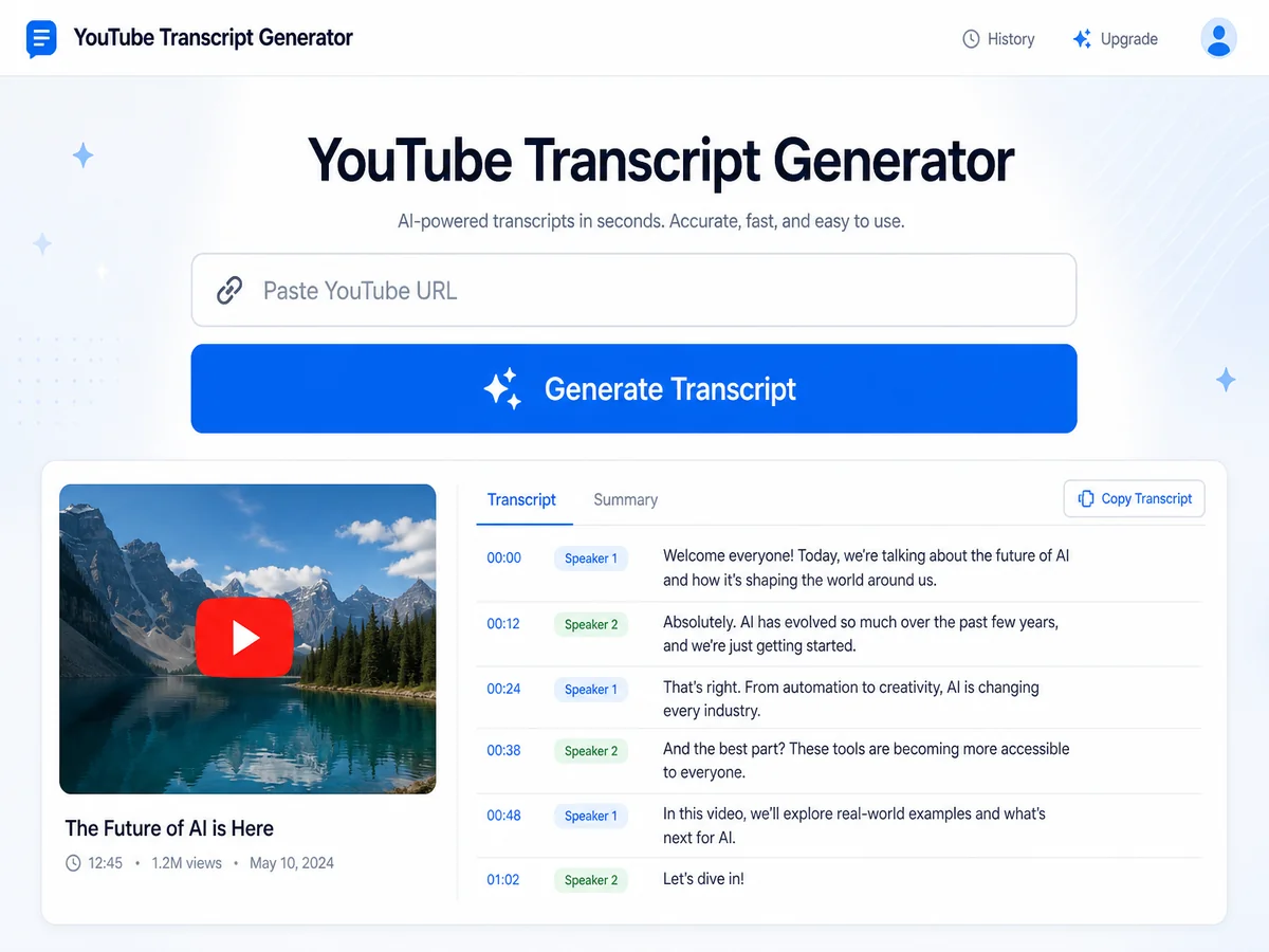 YouTube Transcript Generator-YTリンクとショートパンツをテキストに変える